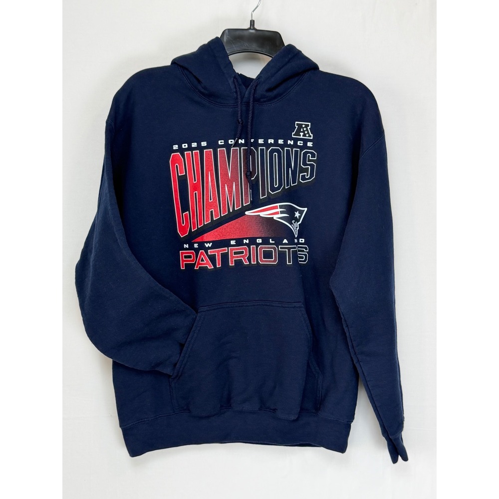 CSA Men Cotton Blend Hoodie M Navy New England Patriots 2025 AFC Champions